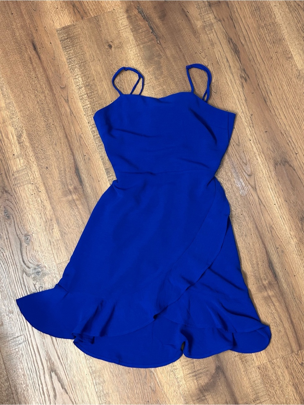 Cobalt Blue Spaghetti Strap Ruffle Mini Dress